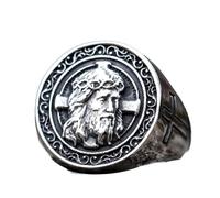 LAYCHEN New Retro Personality Domineering Men's Punk Ring European And American Fashion Creative Jesus Cross Ring Jewelry