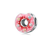 LAYCHEN Pink Epoxy Donut Beads Zircon Diy Jewelry Fit Original 925 Sterling Silver Women Bracelet Girls Jewelry Gifts