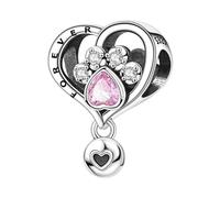 LAYCHEN Pink Love Zircon Pet Paw Pendants Beads For Women Bracelet Fine Female Jewelry Diy Gifts