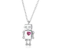 LAYCHEN Valentine's Day Series 925 Sterling Silver Robot Lover Couple Pendant Necklace Corwn And Heart Jewelry New