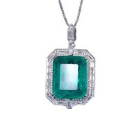 LAYCHEN Vintage 16 * 20mm Emerald Sapphire Paraiba Tourmaline Pendant Necklace For Women Gemstone Lab Diamond Cocktail Party Fine Jewelry