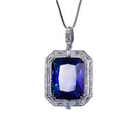 LAYCHEN Vintage 16 * 20mm Emerald Sapphire Paraiba Tourmaline Pendant Necklace For Women Gemstone Lab Diamond Cocktail Party Fine Jewelry