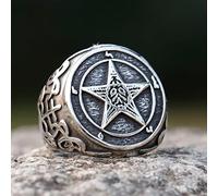 LAYCHEN Vintage Pentagram Five Point Star Ring For Men Women Biker Punk Jewelry