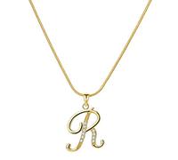 Laye Necklace Initial Rhinestone Necklace Gold Plated Initial Necklace A Z 26 Alphabet Letter Dainty Necklace for Women Necklace Set (R, One Size)