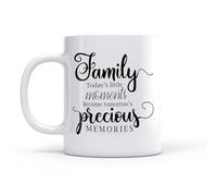LAYEHDF Ceramic Cup Family Precious Memories Motivational Phrase Words （11oz/320ml） Cappuccino, Latte Macchiato, Tea, Espresso