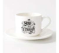 LAYEHDF Ceramic Cup You are Enough Inspirational Love Phrase Words （6oz/175ml） Humorous Gift for Coffee Lovers, Work Besties, Coworkers & Friends