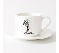 LAYEHDF Ceramic Drinkware for Home Gas Mask Skull Biohazard War Military （6oz/175ml） Cappuccino, Latte Macchiato, Tea, Espresso，Sets Tea Cup with Saucers (White)