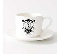 LAYEHDF Ceramic Drinkware for Home Skulls Dead Patterns Horror Room （6oz/175ml） Coffee, Tea, Latte, Milk, Cocoa, Juice and Other Hot Drinks，Sets Tea Cup with Saucers (White)