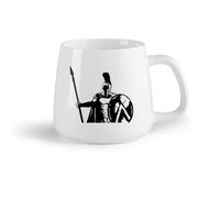 LAYEHDF Ceramic Fruit Cup Ceramic Coffee Mug Spartan Soldier Warrior Military Spear Shield （14oz/400ml） Dishwasher Microwave Safe,for Office and