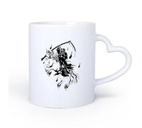 LAYEHDF Ceramic Heart-Shaped handleCool Tea and Coffee Mug Horseman with Scythe Dead Skull Horror 11oz/320ml Great for Home, Office, Cafes, Gift Ideas