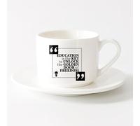 LAYEHDF Ceramic Mug Cup Education Quote Science Class Lab School Saying （6oz/175ml） Great for Home, Office, Cafes, Gift Ideas，Sets Tea Cup with Saucers (White)