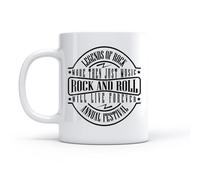 LAYEHDF Ceramic Tea Cup Words Rock&Roll Will Live Forever Legends Music （11oz/320ml） Office, Home, Café, Dishwasher & Microwave Safe