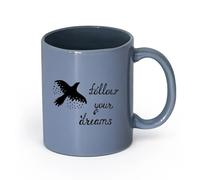 LAYEHDF Ceramics Ceramic Coffee Cup Bird Quote Flight Follow Your Dreams Stars （11oz/320ml） Stylish & Durable - Microwave & Dishwasher Safe Blue-Gray