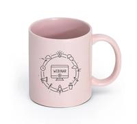 LAYEHDF Ceramics Ceramic Coffee Cup Computer Outline Icons webinar webcast livestream Online （11oz/320ml） and Microwave-Safe Pink