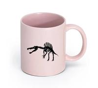 LAYEHDF Ceramics Ceramic Coffee Cup Dinosaur Skeleton Skull Bones T Rex Exhibit （11oz/320ml） Dishwasher Microwave Safe,for Office and Home Pink