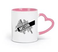 LAYEHDF Ceramics Ceramic Coffee Cup Mission Company Team Leadership Office Words （11oz/320ml） Dishwasher Microwave Safe,for Office and Home Pink