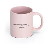 LAYEHDF Ceramics Ceramic Coffee Cup Motivation Quote Words Key to Success Inspiring Letters in （11oz/320ml） for Office, Home Pink