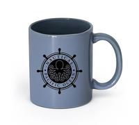 LAYEHDF Ceramics Ceramic Coffee Cup Nautical Pacific Ocean Steering Wheel Octopus （11oz/320ml） Office, Home, Café, Dishwasher & Microwave Safe Blue-Gray