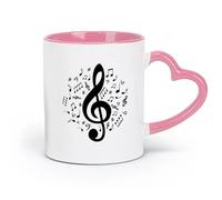 LAYEHDF Ceramics Ceramic Coffee Cup Notes Music Song Composing Melody Tone Sharp （11oz/320ml） Office, Home, Café, Dishwasher & Microwave Safe Pink