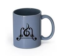 LAYEHDF Ceramics Ceramic Coffee Cup Piano Key Music Treble Clef Musical Instrument （11oz/320ml） for Milk Tea Cola Water Blue-Gray