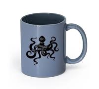 LAYEHDF Ceramics Ceramic Coffee Cup Sea Animals Octopus Quote Words Motivation Phrase （11oz/320ml） Gift for Men or Women Blue-Gray