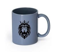 LAYEHDF Ceramics Ceramic Coffee Mug Angry Lion Head African King Predator Crown （11oz/320ml） Ceramic Coffee Mug for Cappuccino Tea, Milk, Blue-Gray