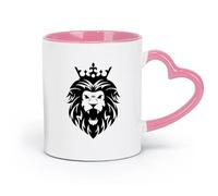 LAYEHDF Ceramics Ceramic Coffee Mug Angry Lion Head African King Predator Crown （11oz/320ml） Ceramic Coffee Mug for Cappuccino Tea, Milk, Pink