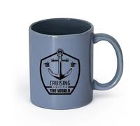 LAYEHDF Ceramics Ceramic Coffee Mug Cruising Around The World Sea Ocean Anchor （11oz/320ml） Cappuccino, Latte Macchiato, Tea, Espresso Blue-Gray