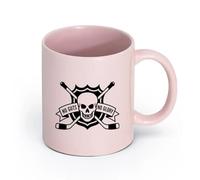 LAYEHDF Ceramics Ceramic Coffee Mug Hockey Skeleton Sport Extreme Skull Stick （11oz/320ml） Office, Home, Café, Dishwasher & Microwave Safe Pink