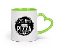 LAYEHDF Ceramics Ceramic Coffee Mug Kitchen Pizzeria Tasty Food Quote It's Time Pizza （11oz/320ml） Café or Restaurant Use Green