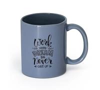 LAYEHDF Ceramics Ceramic Coffee Mug Office Hard Work Dream Big Inspiring Words Phrase （11oz/320ml） Ceramic Coffee Mugs for Home or Work Blue-Gray