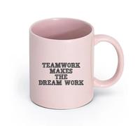 LAYEHDF Ceramics Ceramic Coffee Mug Teamwork Makes The Dream Work Quote Office Team Business Inspirational Phrase （11oz/320ml） Restaurant, Office Pink
