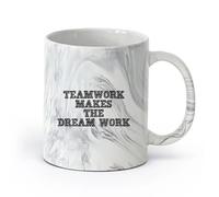 LAYEHDF Ceramics Ceramic Coffee Mug Teamwork Makes The Dream Work Quote Office Team Business Inspirational Phrase （11oz/320ml） Restaurant, Office Marble Black