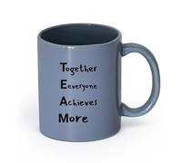 LAYEHDF Ceramics Ceramic Coffee Mug Teamwork Together Everyone Achieves More Words Office （11oz/320ml） Restaurant, Office Blue-Gray