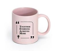 LAYEHDF Ceramics Ceramic Coffee Mug Together Achieves More Inspiring Quote Words （11oz/320ml） Cappuccino, Latte Macchiato, Tea, Espresso Pink