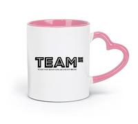 LAYEHDF Ceramics Ceramic Coffee Mug Together Everyone Achieves More Team Work Words （11oz/320ml） for Milk Tea Cola Water Pink