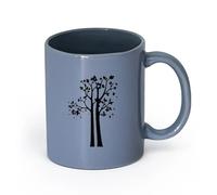 LAYEHDF Ceramics Ceramic Coffee Mug Trees Wood Abstract Natural Branch Leaves Room （11oz/320ml） for Tea Coffee Milk Cappuccino Blue-Gray