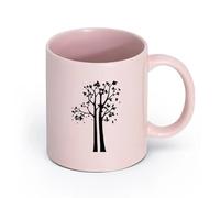 LAYEHDF Ceramics Ceramic Coffee Mug Trees Wood Abstract Natural Branch Leaves Room （11oz/320ml） for Tea Coffee Milk Cappuccino Pink