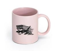 LAYEHDF Ceramics Ceramic Cup Aircraft Aviation Plane Bomb War American Flag （11oz/320ml） Coffee, Tea, Latte, Milk, Cocoa, Juice and Other Hot Drinks Pink