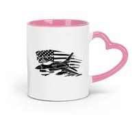 LAYEHDF Ceramics Ceramic Cup Aircraft Aviation Plane Bomb War American Flag （11oz/320ml） Coffee, Tea, Latte, Milk, Cocoa, Juice and Other Hot Drinks Pink