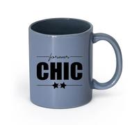 LAYEHDF Ceramics Ceramic Cup for Coffee Tea Cocoa Letter Forever Chic Words Home （11oz/320ml） Dishwasher Microwave Safe,for Office and Home Blue-Gray