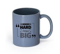 LAYEHDF Ceramics Ceramic Cup for Coffee Tea Cocoa Work Hard Dream Big Quote Home （11oz/320ml） Great for Home, Office, Cafes, Gift Ideas Blue-Gray