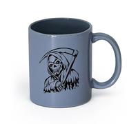 LAYEHDF Ceramics Ceramic Cup Grim Reaper Night Dead Skull Darkness Death Scythe （11oz/320ml） Dishwasher Microwave Safe,for Office and Home Blue-Gray