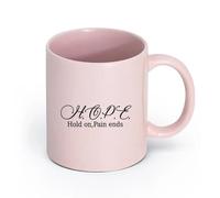 LAYEHDF Ceramics Ceramic Cup Motivation Quote Words Hope Hold On Pain Ends Inspiring Letters （11oz/320ml） Dishwasher Safe Pink