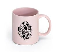 LAYEHDF Ceramics Ceramic Cup Protect Our Home Lettering Words Earth Natural Environment （11oz/320ml） Nice Xmas Gift Pink