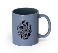 LAYEHDF Ceramics Ceramic Cup Protect Our Home Lettering Words Earth Natural Environment （11oz/320ml） Nice Xmas Gift Blue-Gray