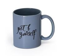 LAYEHDF Ceramics Ceramic Cup Quote Just Be Yourself Letter Quote Motivational （11oz/320ml） Stylish & Durable - Microwave & Dishwasher Safe Blue-Gray