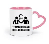 LAYEHDF Ceramics Ceramic Cup Teamwork Collaboration Cooperation Gears Office spaceg （11oz/320ml） for Coffee Oatmeal Tea Easy to Clean Pink