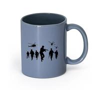 LAYEHDF Ceramics Ceramic Cup War Soldiers Helicopter Military Army Air Force （11oz/320ml） Coffee, Tea, Latte, Milk, Cocoa, Juice and Other Hot Drinks Blue-Gray