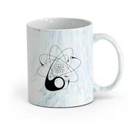 LAYEHDF Ceramics Ceramic Cups with Handles Atom Science University School Education （11oz/320ml） for Milk Tea Cola Water Marble Blue